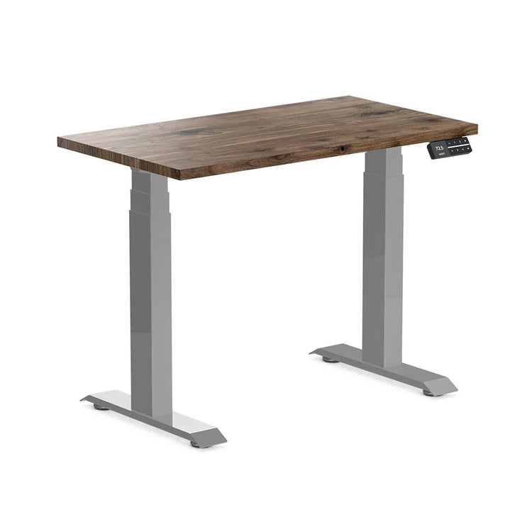 Desky Dual Mini Hardwood Sit Stand Desk-Dual Desks-Desky-Pheasantwood-800x500mm-Matte Black-Desky® Australia