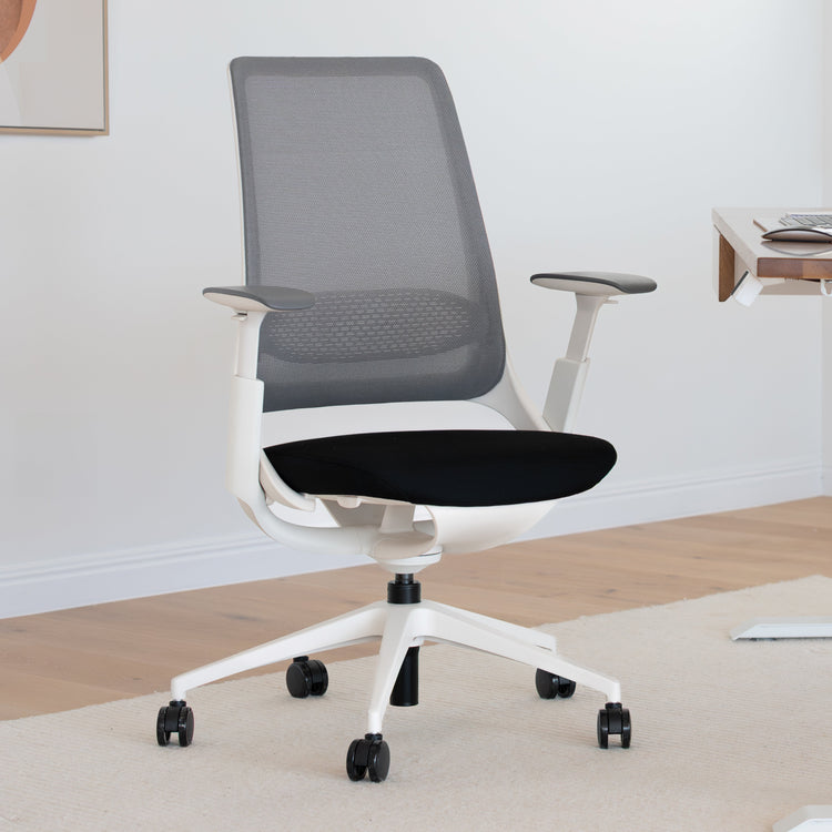 Desky Pulse Supportive Desk Chair-Office Chairs-Desky-Black / Polished Aluminium-No Headrest-Desky® Australia