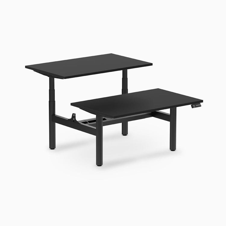 Desky electric Back to Back Round Leg Melamine black desktop