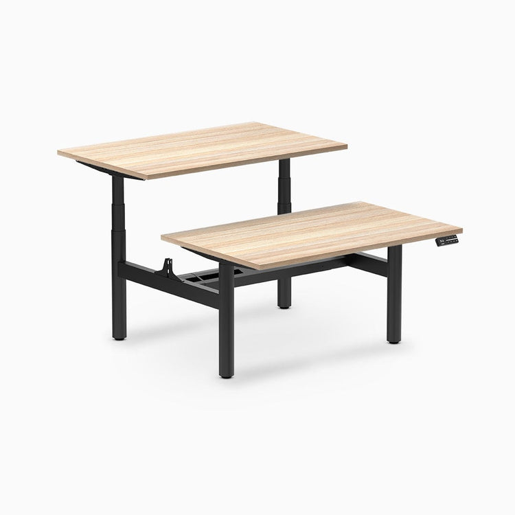 Desky electric Back to Back Round Leg Melamine classic oak desktop