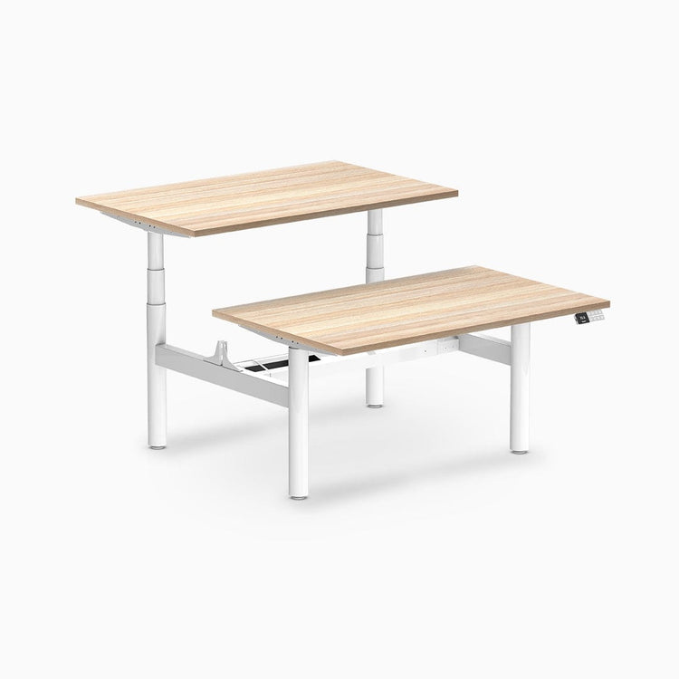 Desky electric Back to Back Round Leg Melamine classic oak desktop