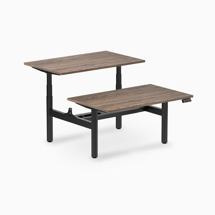 Desky electric Back to Back Round Leg Melamine natural walnut desktop