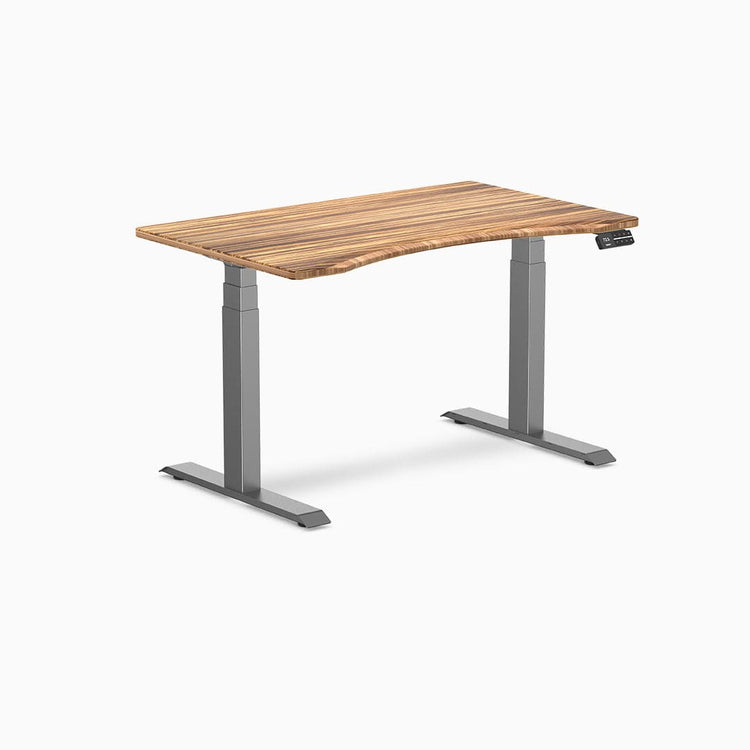Desky ergo tiger bamboo with space gray legs