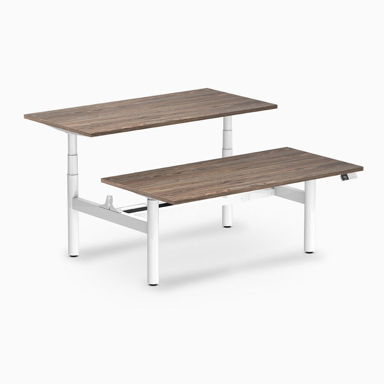 Desky electric Back to Back Round Leg Melamine natural walnut desktop