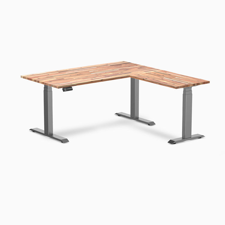 Desky l-shape softwood standing desk in acacia