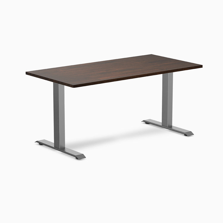 Desky 1500mm rubberwood dark walnut fixed desk in space grey