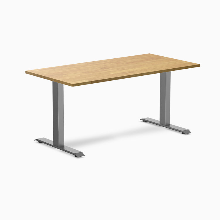 Desky 1500mm rubberwood light oak fixed desk in space grey