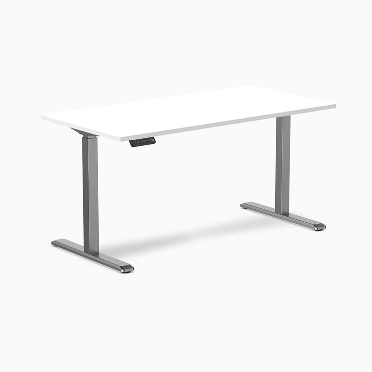 Adjustable single sit stand desk white