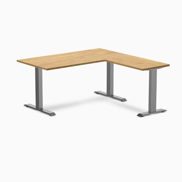 Rubberwood L-shape fixed desk in light oak - Desky