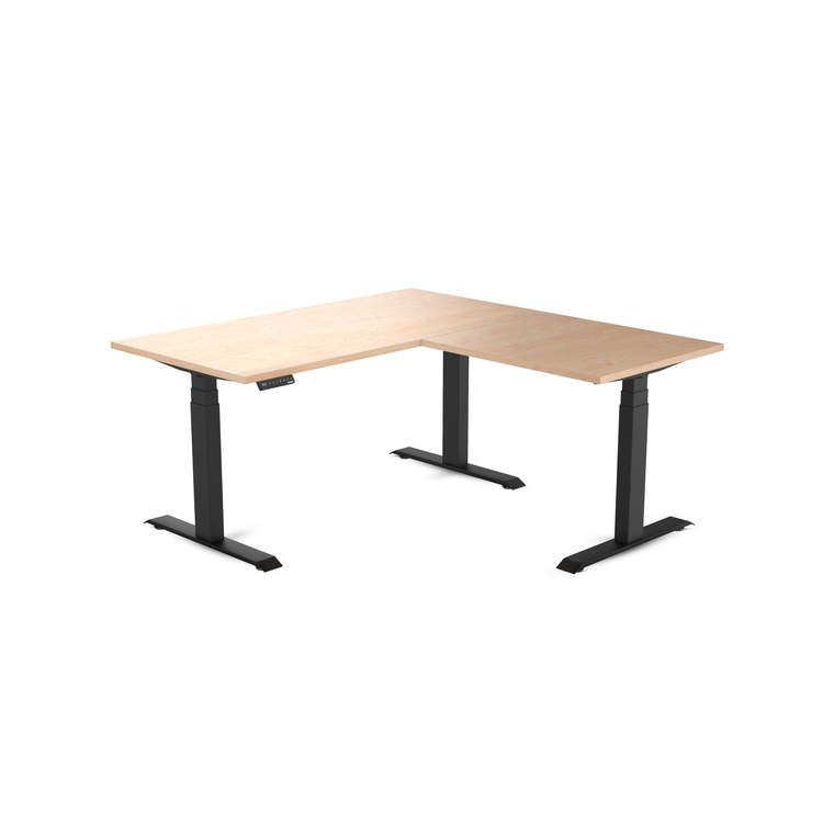 Desky Eco L-Shape Melamine Sit Stand Desk Curly Birch -Desky®