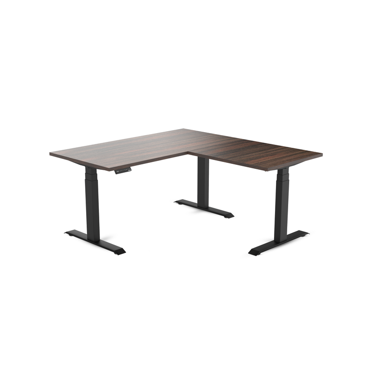 Desky Eco L-Shape Melamine Sit Stand Desk Jarrah Legno -Desky®