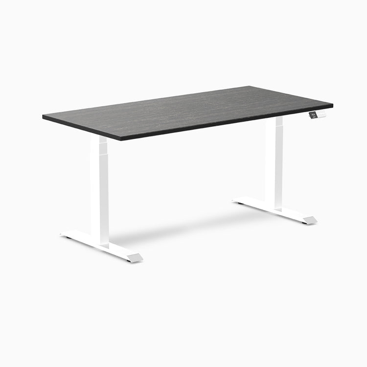 Electric dual bamboo sit stand desk Dark Bamboo - Desky