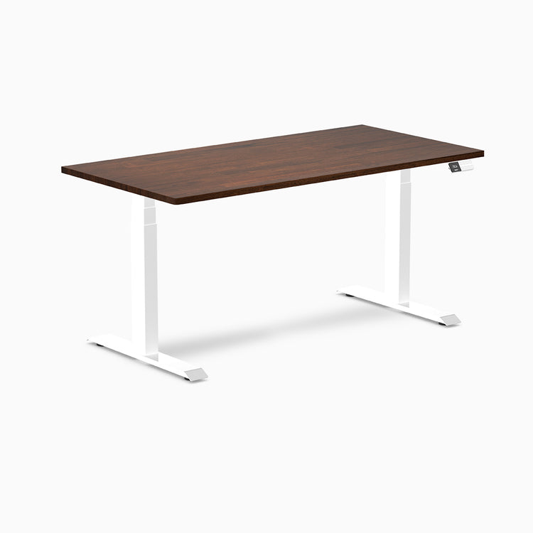 Almost Perfect Desky Dual Rubberwood Sit Stand Desk-Red Walnut Desky®