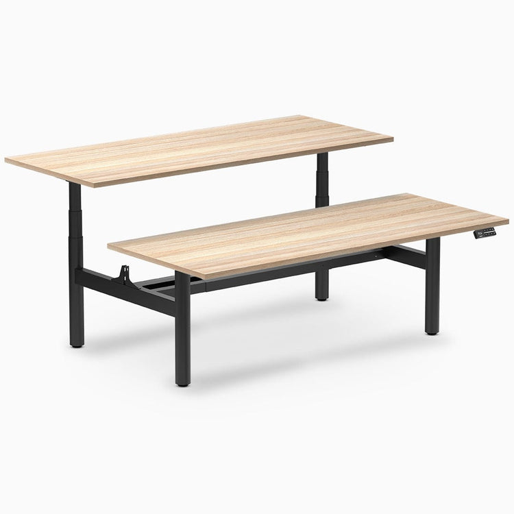 Desky electric Back to Back Round Leg Melamine classic oak desktop