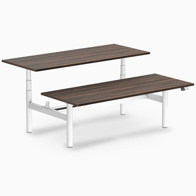 Desky electric Back to Back Round Leg Melamine jarrah legno desktop