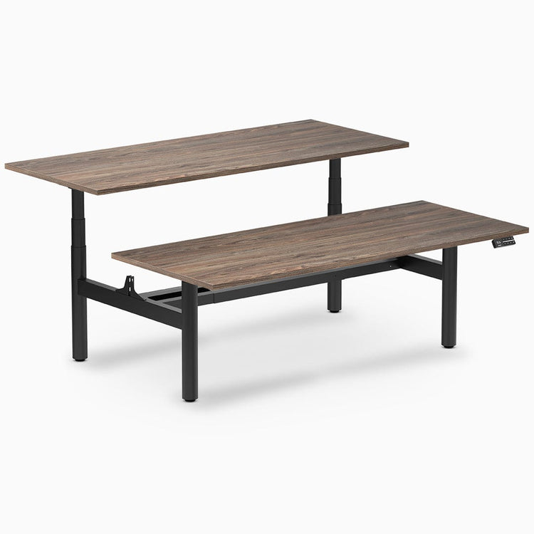 Desky electric Back to Back Round Leg Melamine natural walnut desktop