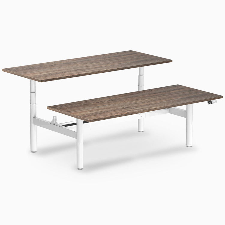 Desky electric Back to Back Round Leg Melamine natural walnut desktop