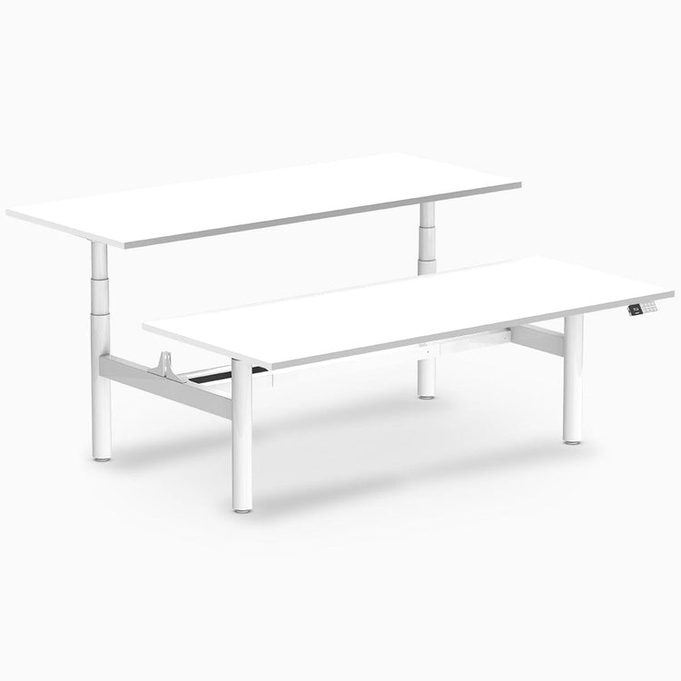 Desky electric Back to Back Round Leg Melamine white desk