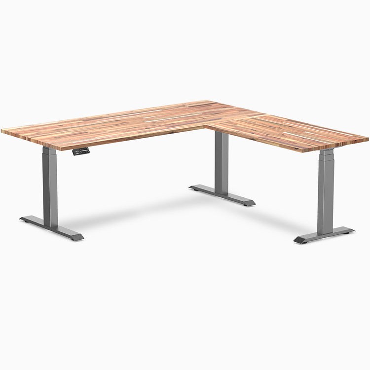 Desky l-shape softwood standing desk in acacia
