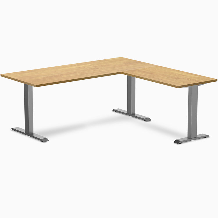 Rubberwood L-shape fixed desk in light oak - Desky