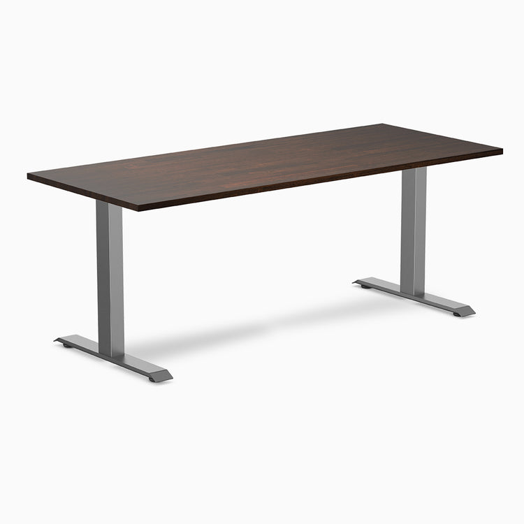 Desky 1800mm rubberwood dark walnut fixed desk in space grey