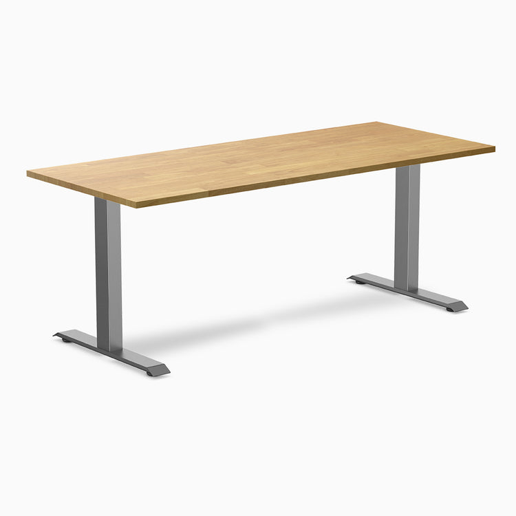 Desky 1800mm rubberwood light oak fixed desk in space grey