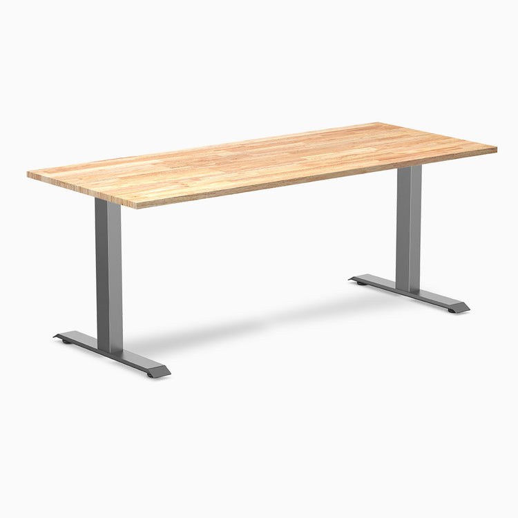 Desky 1800mm rubberwood natural fixed desk in space grey