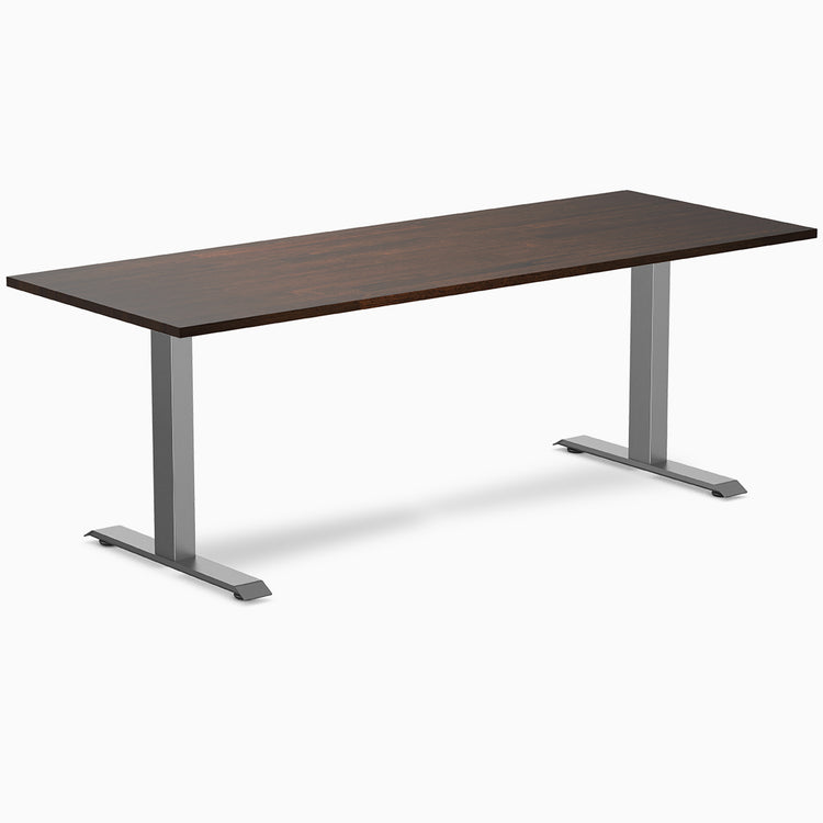 Desky 2000mm rubberwood dark walnut fixed desk in space grey