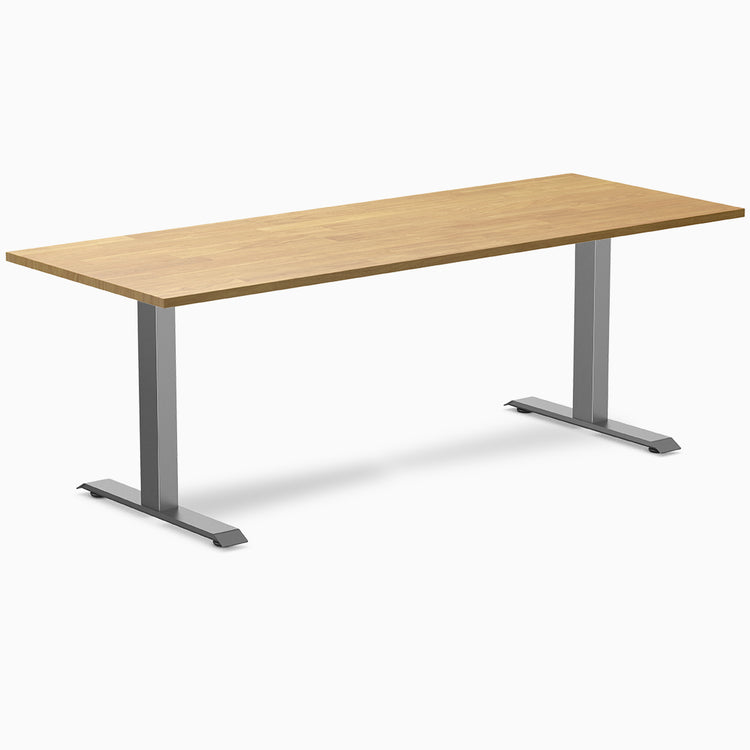 Desky 2000mm rubberwood light oak fixed desk in space grey