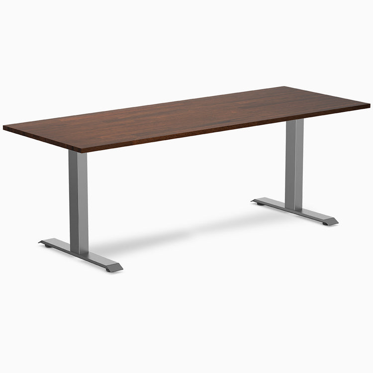 Desky 2000mm rubberwood red walnut fixed desk in space grey