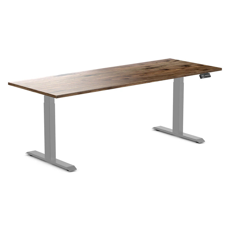 Desky Dual Hardwood Sit Stand Desk-Dual Desks-Desky-Pheasantwood-1200x750mm-Matte Black-Desky® Australia