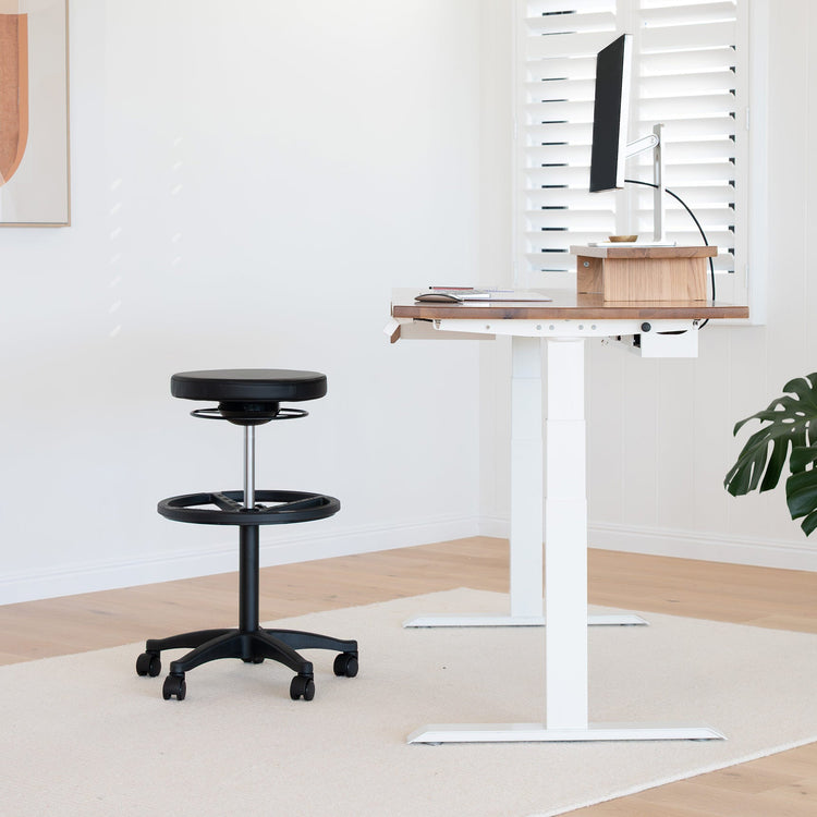 Drafting stool office standing desk setup - Desky