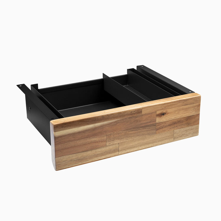 Desky Minimal Under Desk Drawer - Acacia Softwood Black Frame
