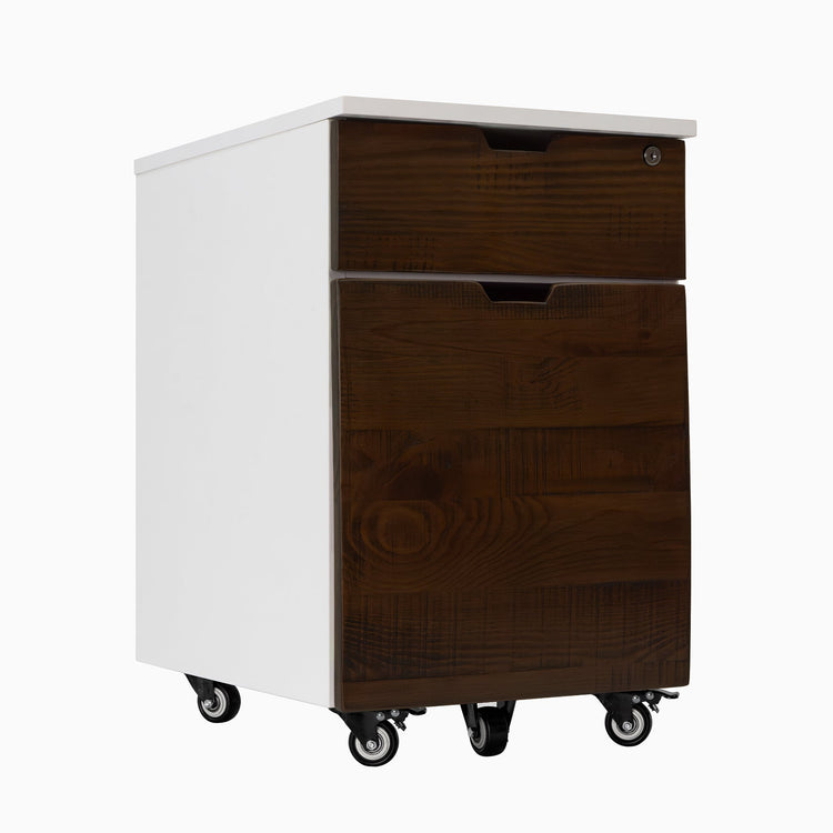 Softwood rustic pine white minimal filing cabinet