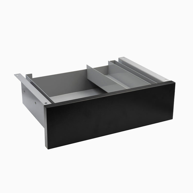 Desky Minimal Under Desk Drawer - Black Melamine Grey Frame