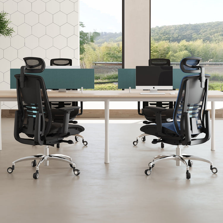 Black and blue big and tall ergnomic chair