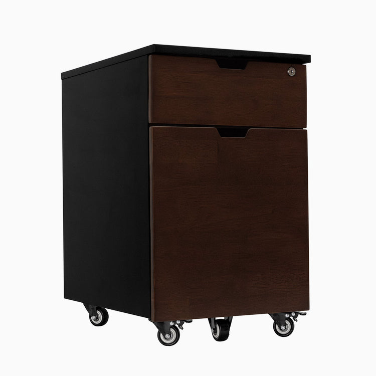Rubberwood Dark Walnut Black minimal filing cabinet
