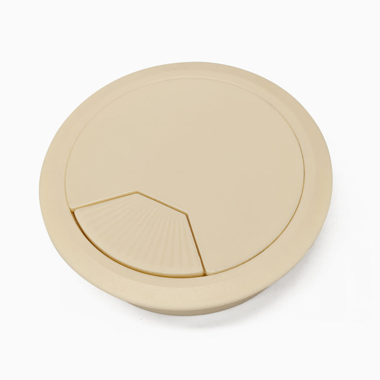 Beige desk cable grommet hole