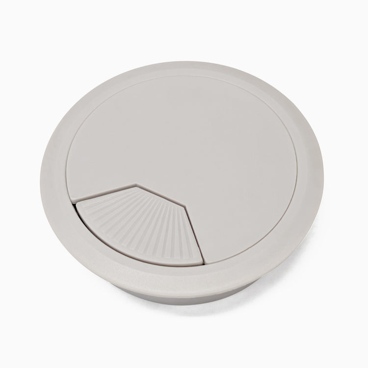 Grey desk cable grommet hole