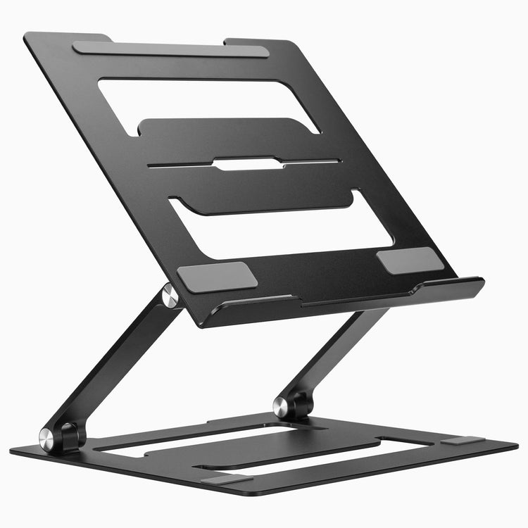 Sleek black adjustable laptop riser