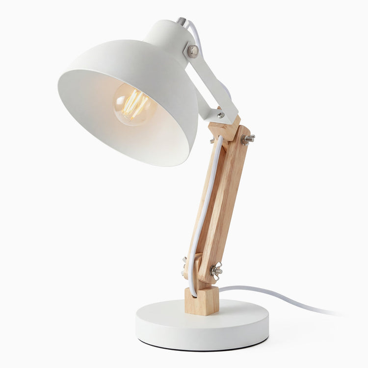 Desky Axis wooden plug in desk lamp in white