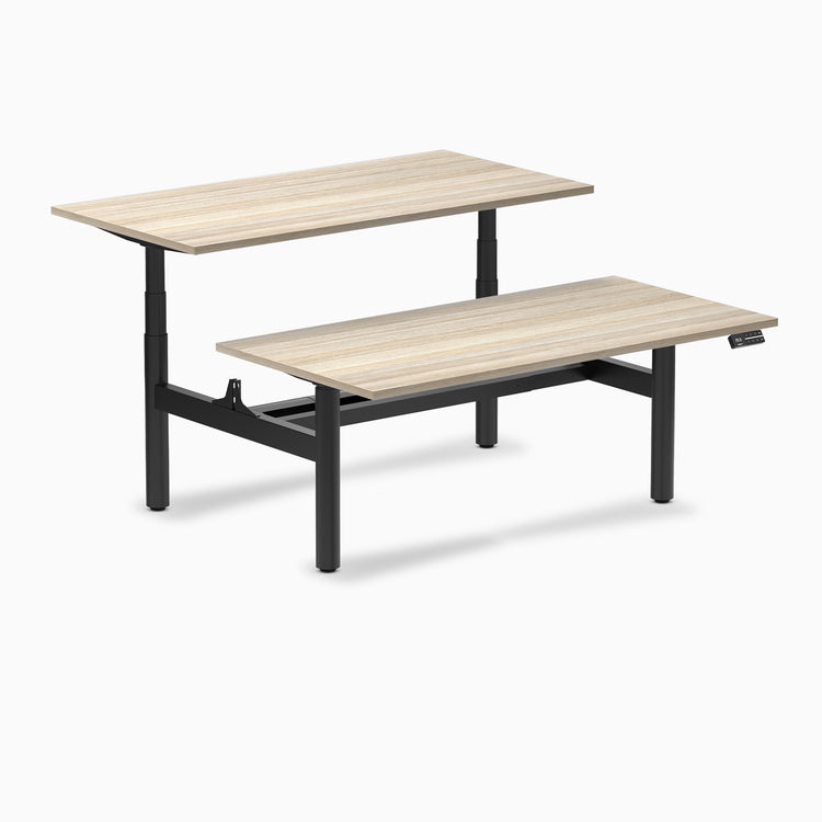 Desky Back to Back Round Leg Melamine Sit Stand Workstation