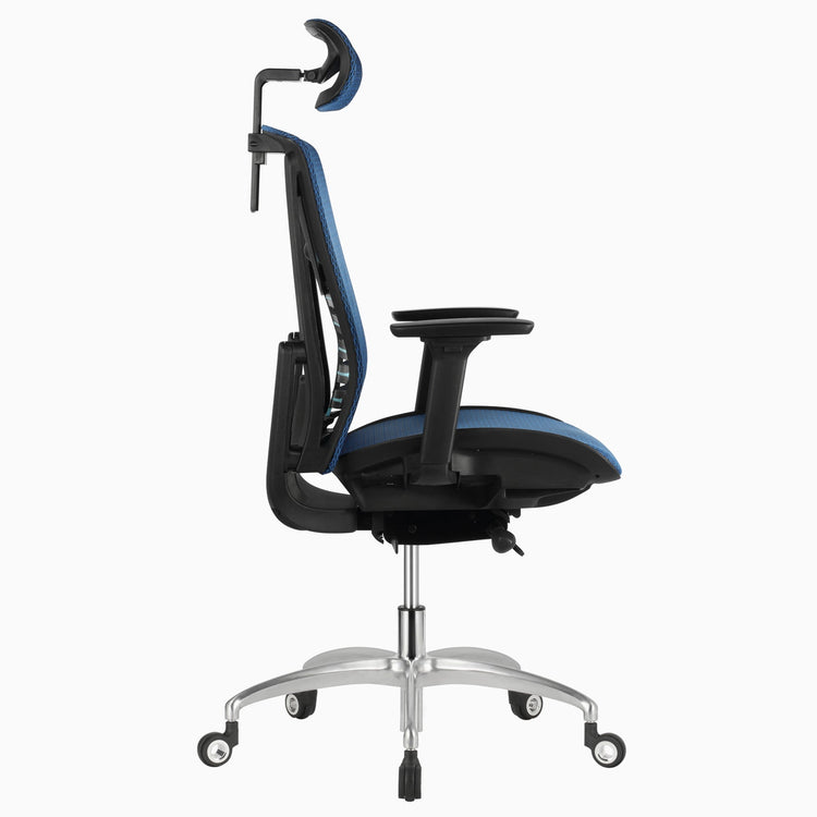 Blue big and tall office chair side view