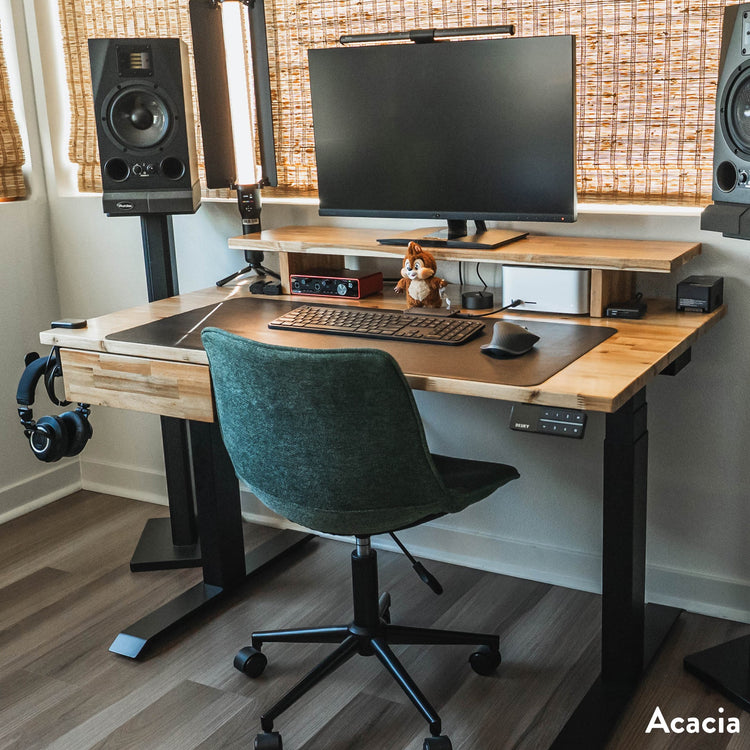 Desky Dual Softwood Sit Stand Desk-Dual Desks-Desky-Acacia-1200x750mm-Matte Black-Desky® Australia