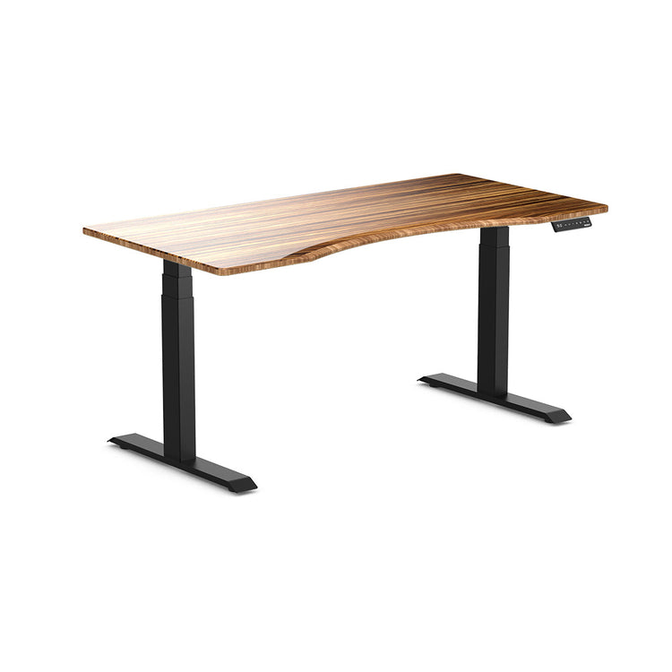 Almost Perfect Desky Dual Ergo Edge Sit Stand Desk-Tiger Bamboo Desky®