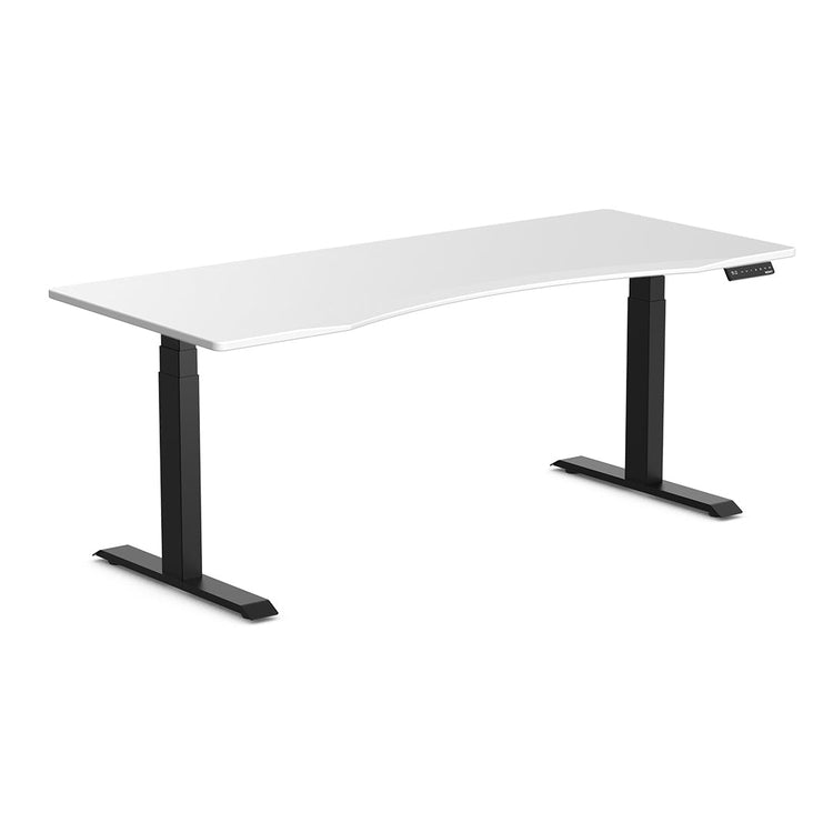 Almost Perfect Desky Dual Ergo Edge Sit Stand Desk-White Desky®