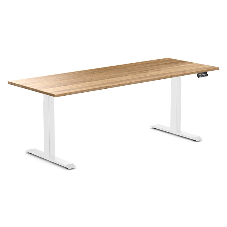 Almost Perfect Desky Dual Hardwood Sit Stand Desk-White Oak Desky®