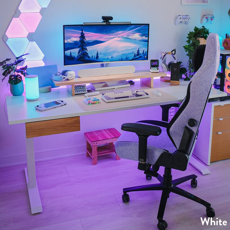 Desky Dual Melamine Sit Stand Desk White -Desky®