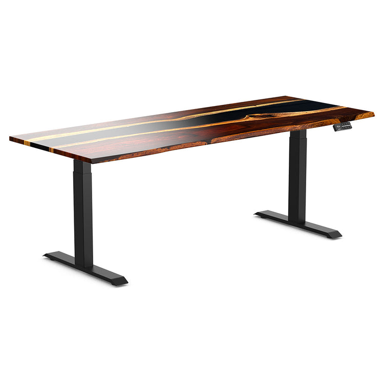 Almost Perfect Desky Dual Resin Hardwood Sit Stand Desk-Pheasantwood Desky®