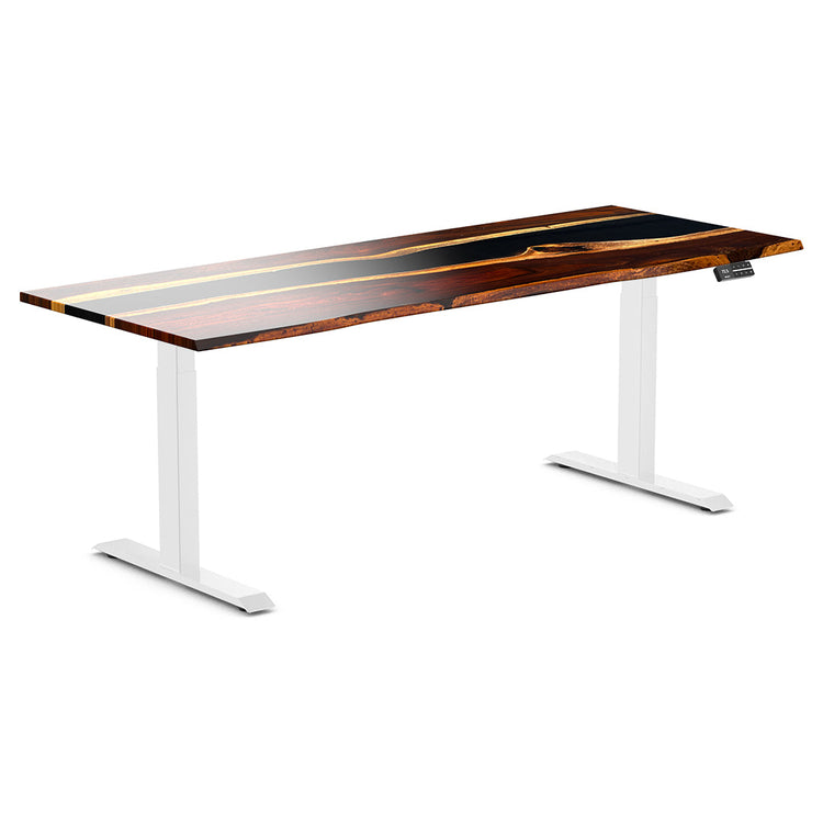 Almost Perfect Desky Dual Resin Hardwood Sit Stand Desk-Pheasantwood Desky®